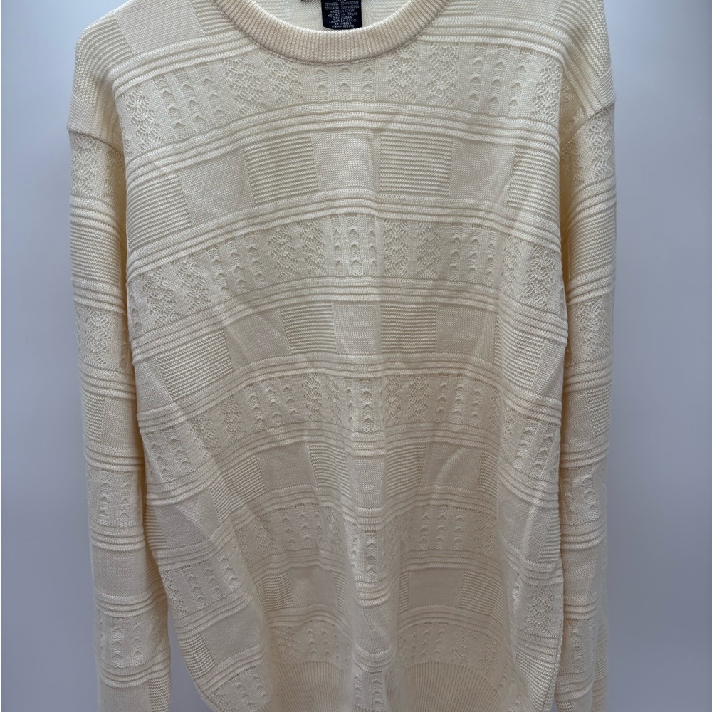Giorgiolini Made in‎ Italy Cream Textured Knit Wool Blend Sweater Men's XXL